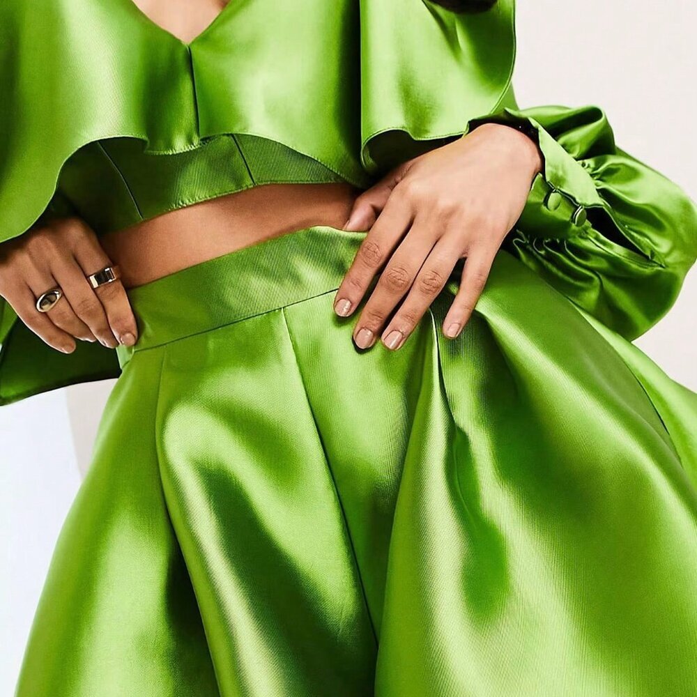 Yellow Green Party Women's Floral Chiffon Co-Ord Set - Picture 4 of 5